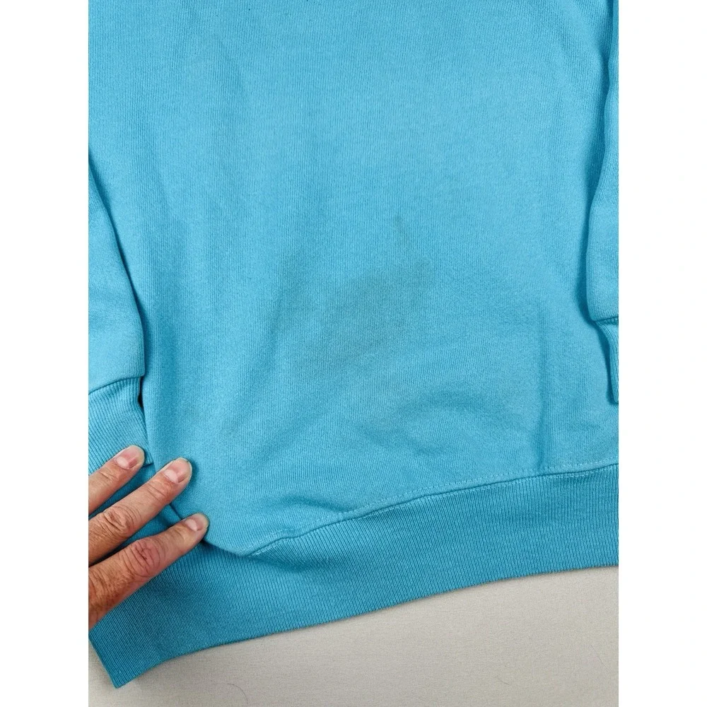 Vintage 90s Blank Sweatshirt Teal Blue USA Made Hanes Crewneck Large
